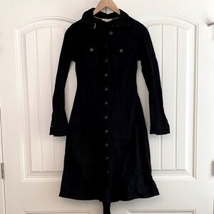 Boden Women's Black Denim Long Sleeve‎ Dress w Belt Size 2R EUC